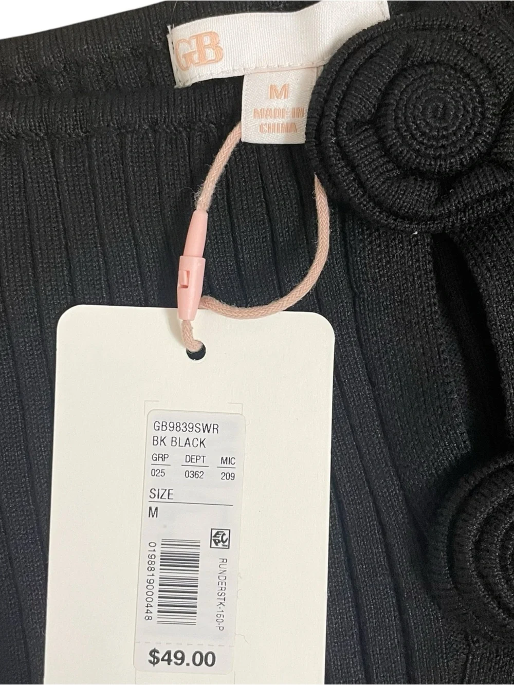 GB Rosette Off-The-Shoulder Ribbed Sweater Top NWT